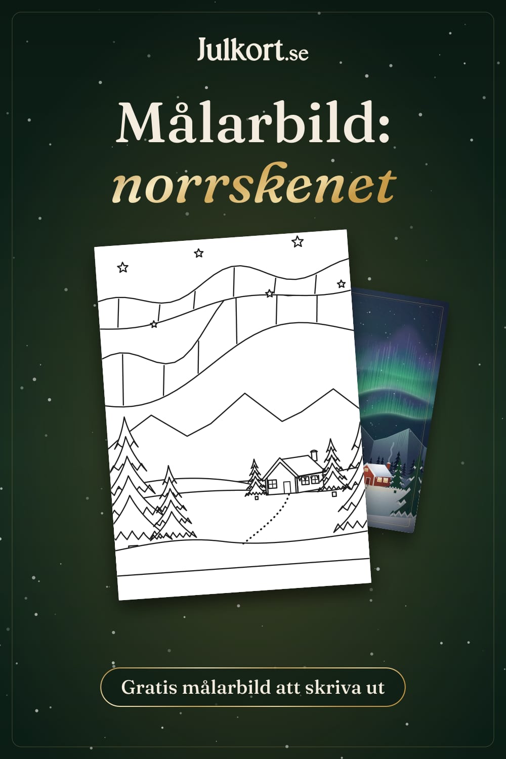 Målarbild med norrskenet, bild att spara på Pinterest