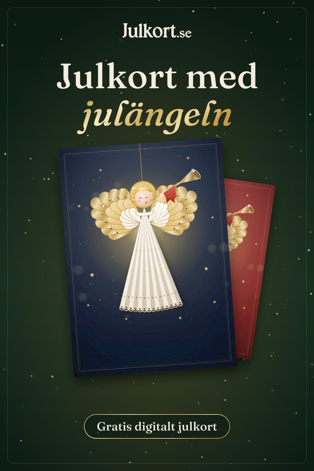 Julkort med julängeln, bild att spara på Pinterest