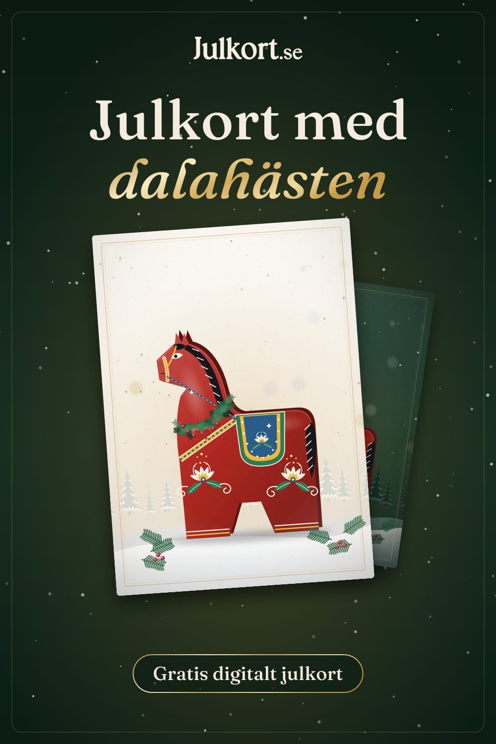Julkort med dalahästen, bild att spara på Pinterest