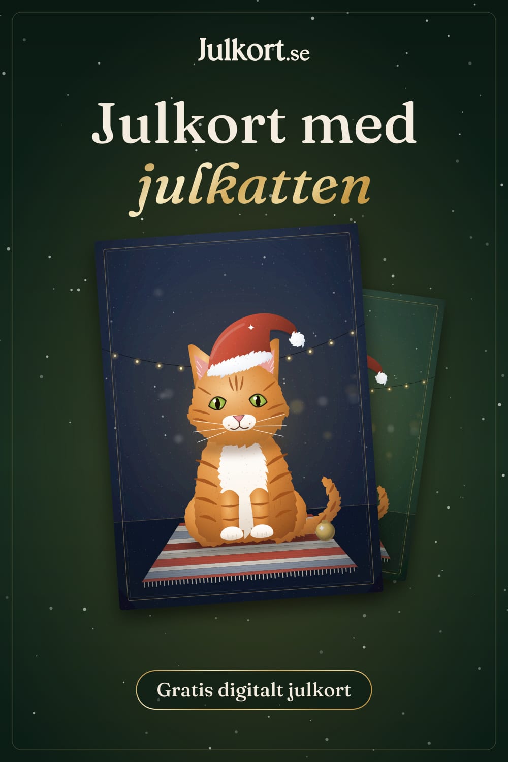 Julkort med julkatten, bild att spara på Pinterest