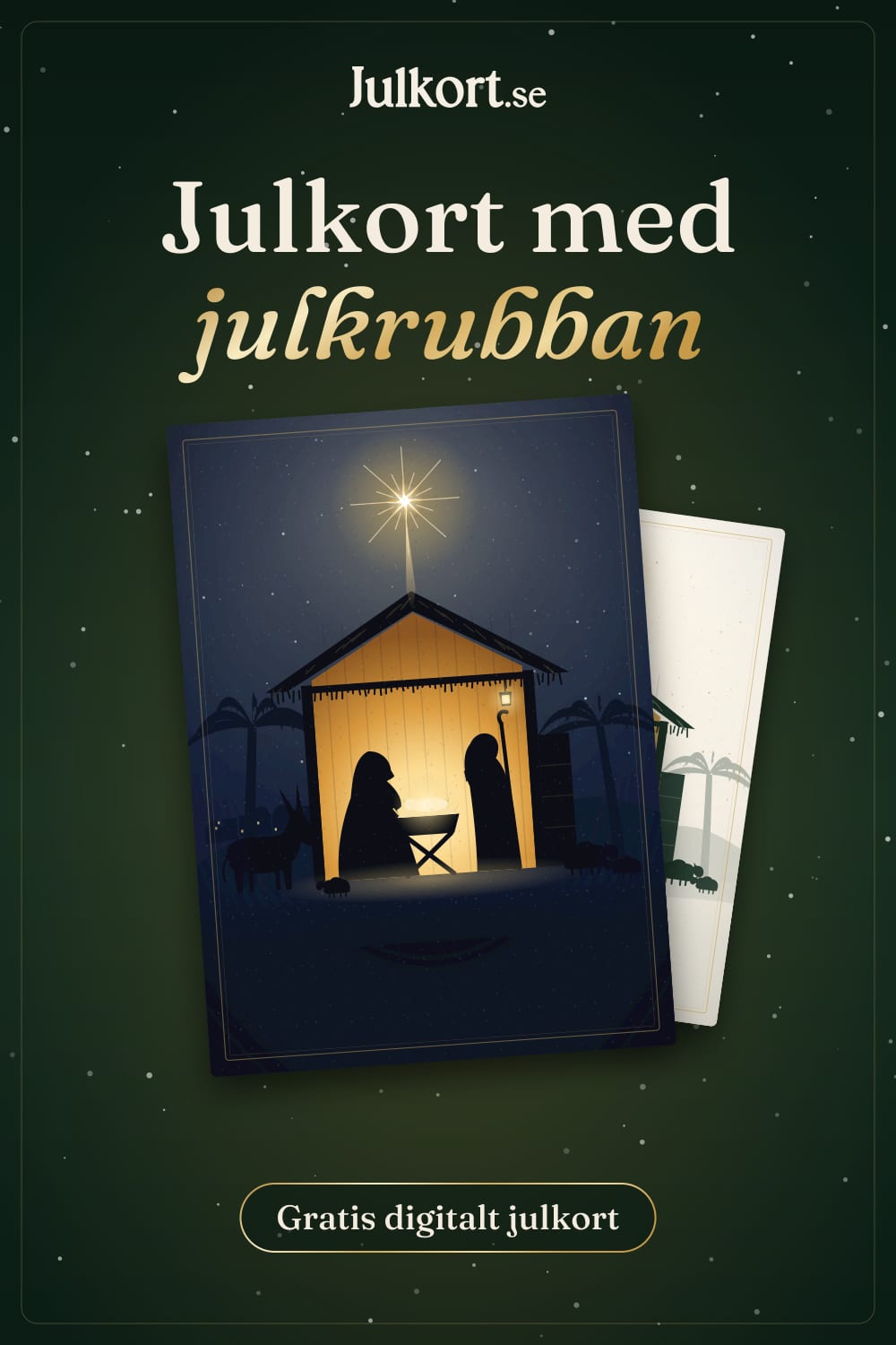Julkort med julkrubban, bild att spara på Pinterest