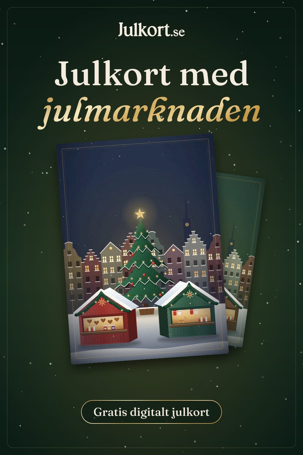 Julkort med julmarknaden, bild att spara på Pinterest