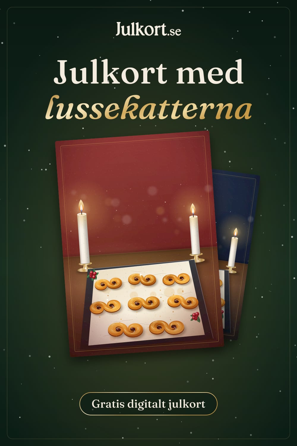 Julkort med lussekatterna, bild att spara på Pinterest