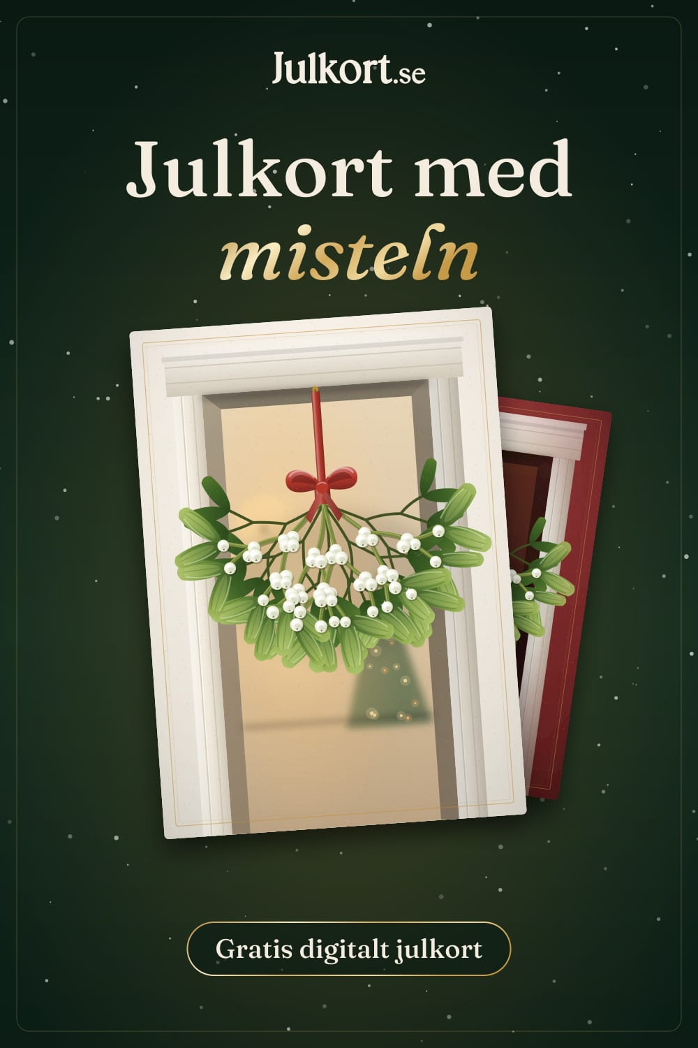 Julkort med misteln, bild att spara på Pinterest