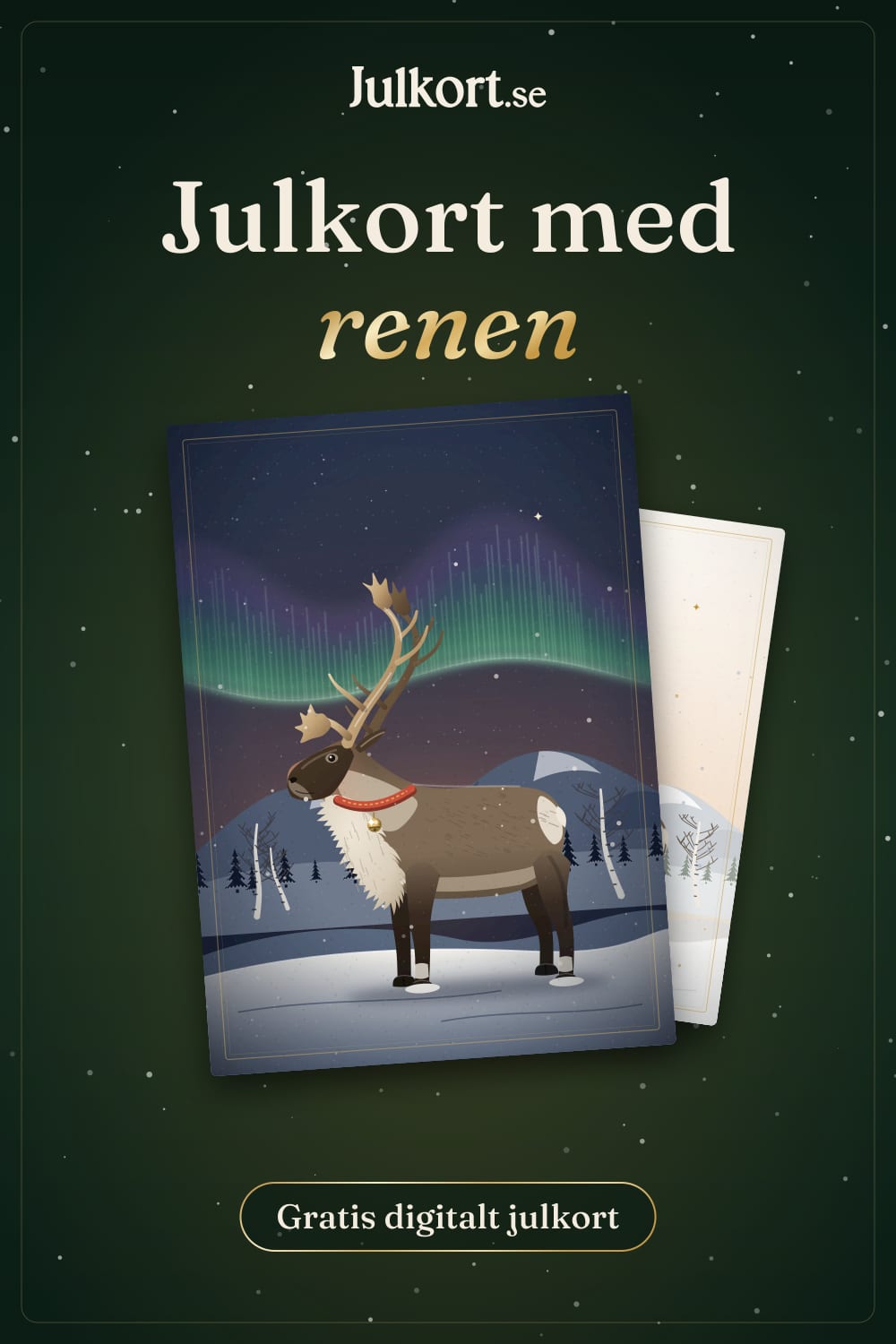 Julkort med renen, bild att spara på Pinterest